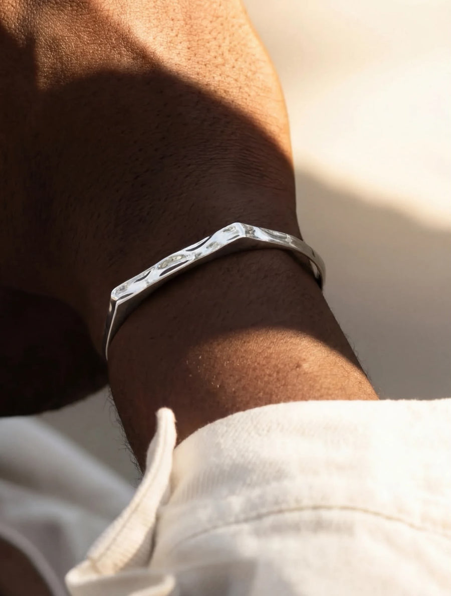 Ripple Signet Cuff in Silver