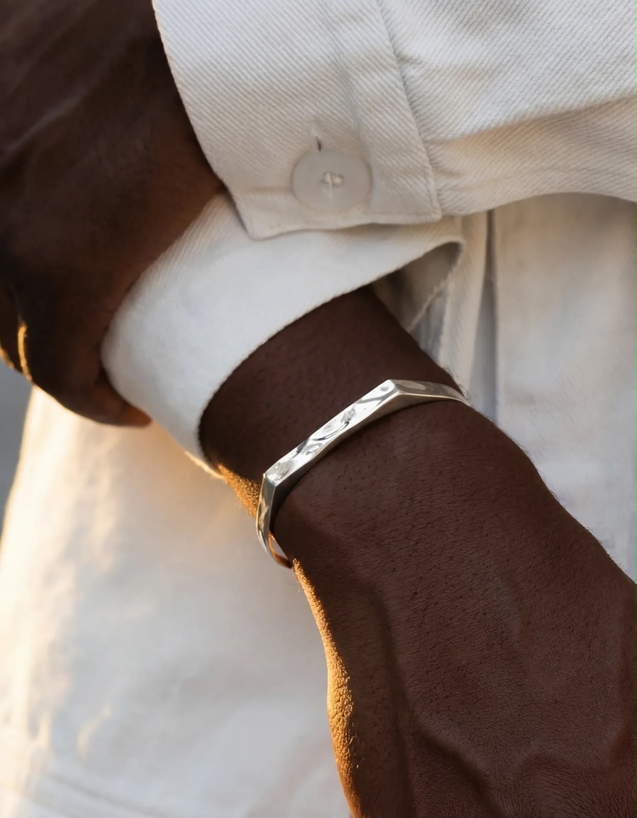 Ripple Signet Cuff in Silver