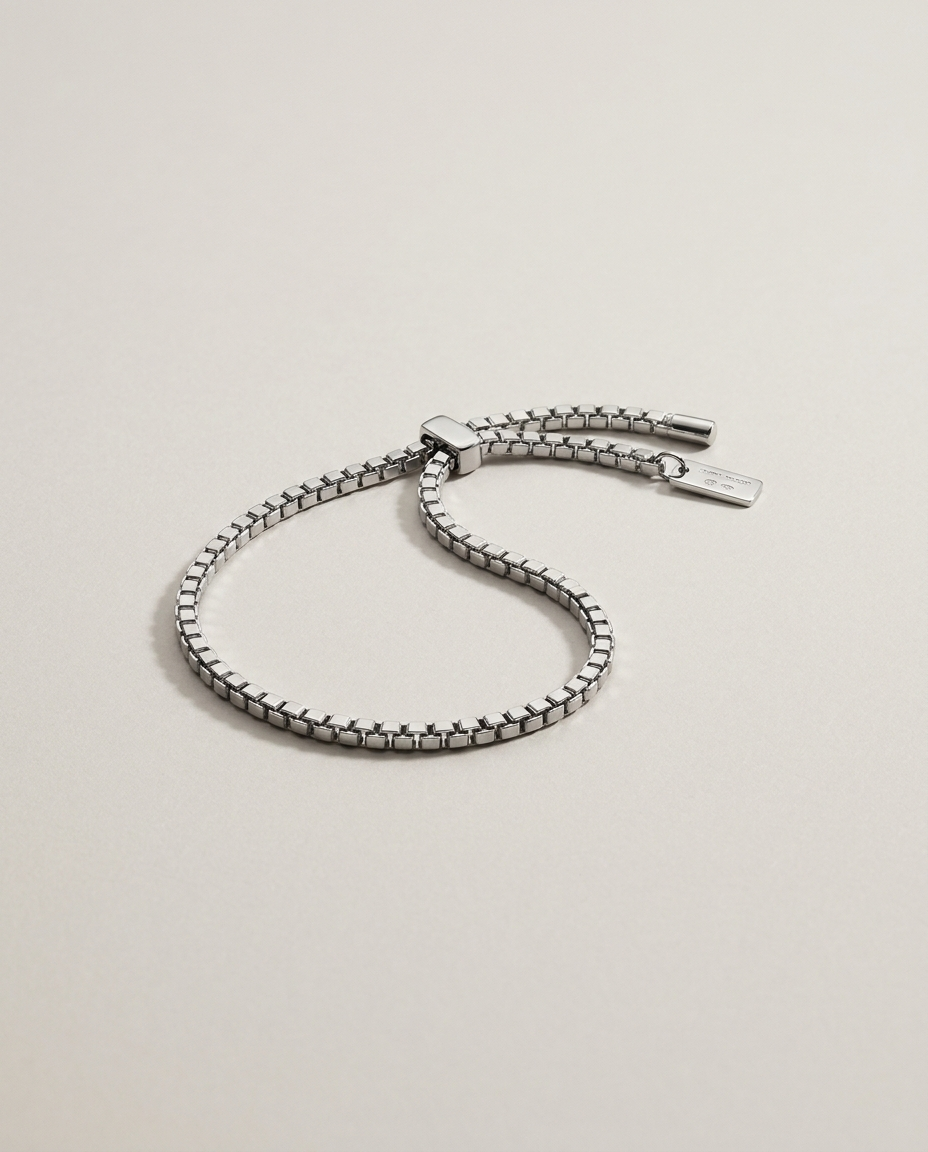 Box Chain Bracelet in polished silver