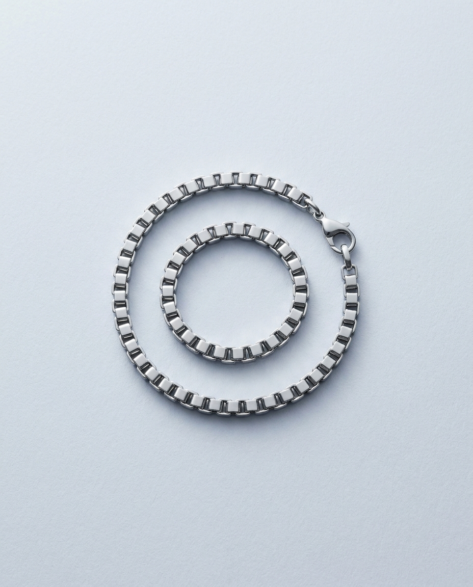 Square Chain Bracelet in polished steel