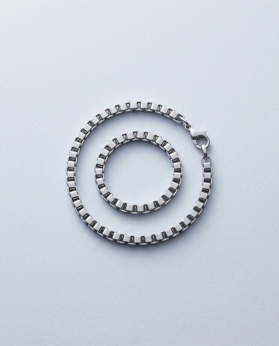 Square Chain Bracelet in polished steel
