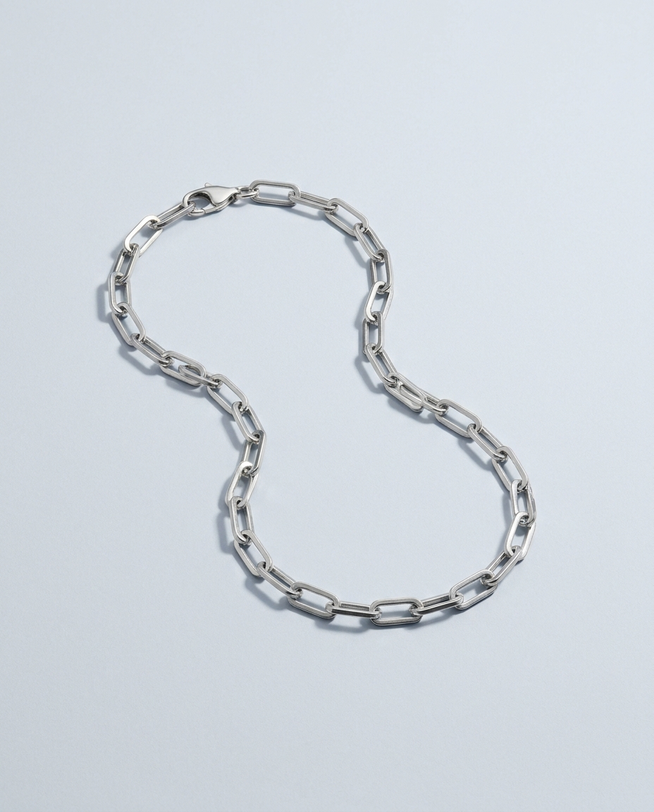 Clip Chain Necklace in polished silver