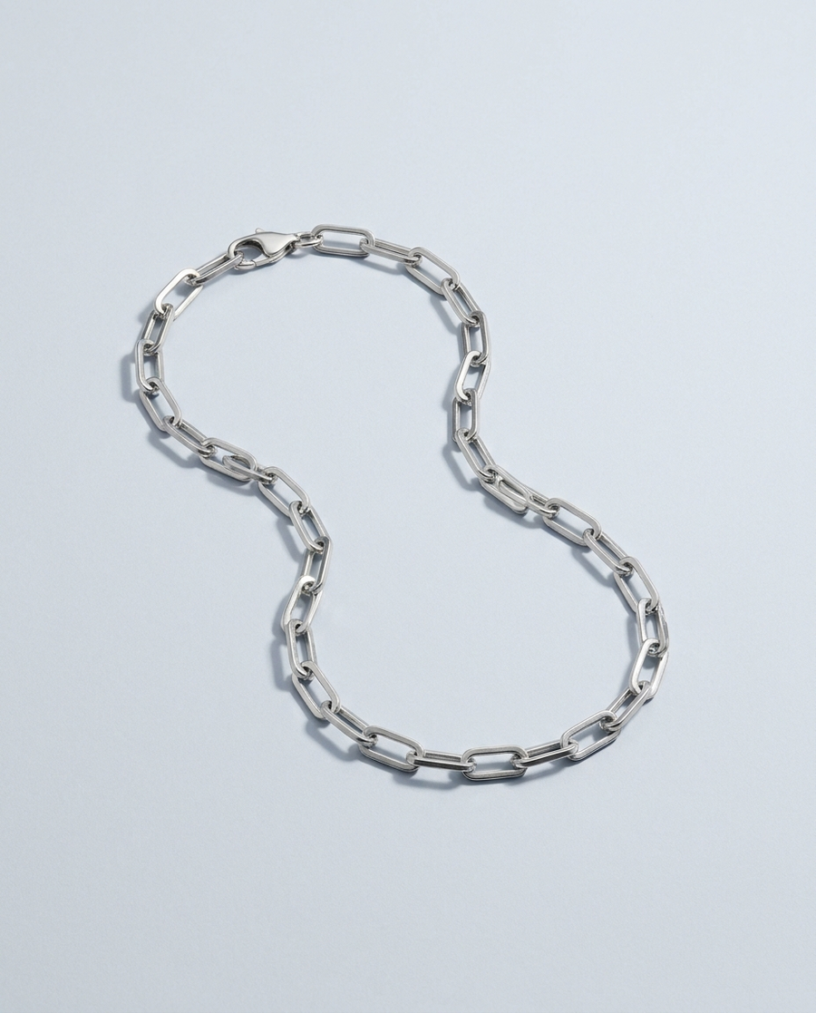Clip Chain Necklace in polished silver