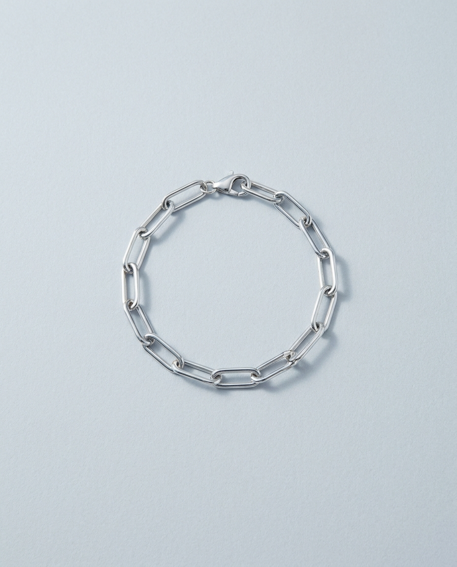 Clip Chain Bracelet in polished silver